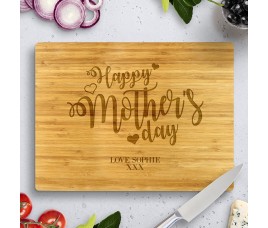 Heart Happy Mother's Day Bamboo Cutting Board