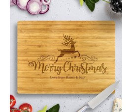 Reindeer Christmas Bamboo Cutting Board
