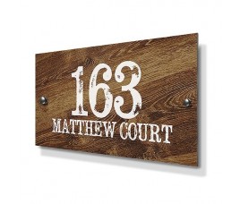 Wood Pine Effect Metal House Sign