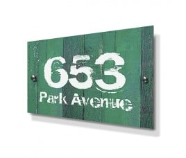 Green Wood Panel Effect Metal House Sign