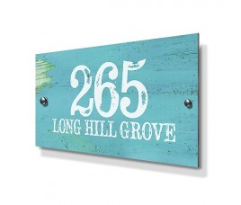 Weathered Blue Beach House Effect Metal House Sign