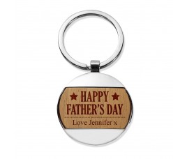 Happy Father's Day Round Metal Keyring