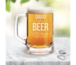 Beer O'Clock Glass Beer Mug