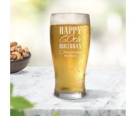 Classic Happy Birthday Engraved Standard Beer Glass