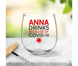 Covid Stemless Wine Glass