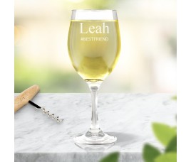 Hash Tag Engraved Wine Glass
