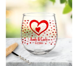 Hearts Stemless Wine Glass