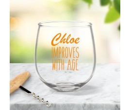 Improves with Age Stemless Wine Glass
