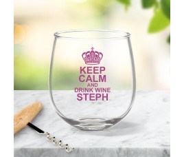 Keep Calm Stemless Wine Glass