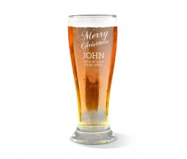 Merry Christmas Engraved Premium Beer Glass