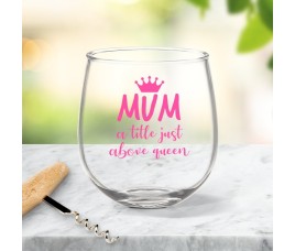 Mum Crown Stemless Wine Glass