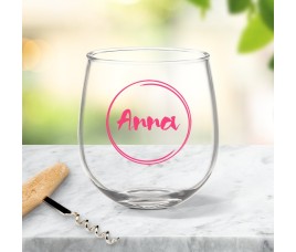 Name in Circle Stemless Wine Glass
