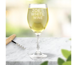 White Wine Engraved Wine Glass