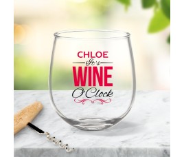 Wine O'Clock Stemless Wine Glass
