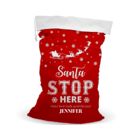Stop Here Sequin Santa Sack